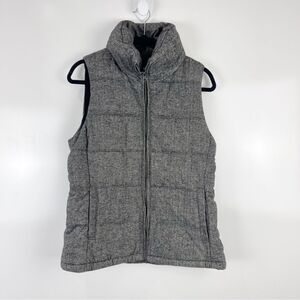 Old Navy Grey Chevron Print Wool Blend Puffer Vest Women's Size Medium